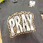 Women’s Charcoal Gray “Pray” Cheetah Print Tee