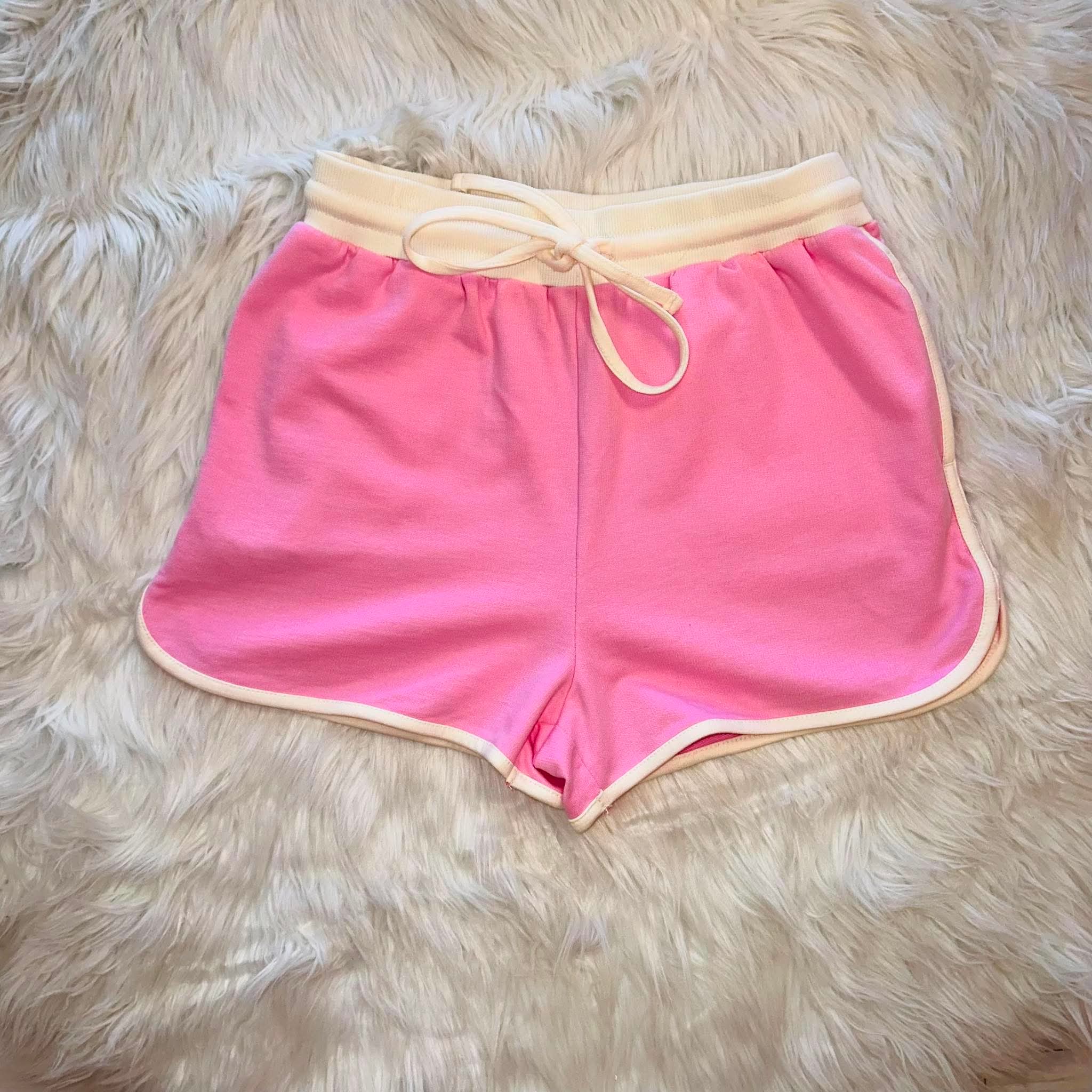 Women’s Zenana Pink Short Set with Contrast Seams