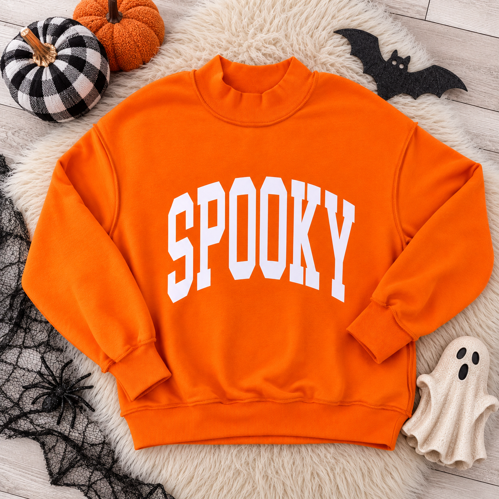 Spooky Boo Reversible Women’s Mock Neck Sweater by Evermmee