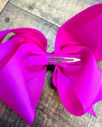 Hair Bow 6” Alligator Clip - Magenta