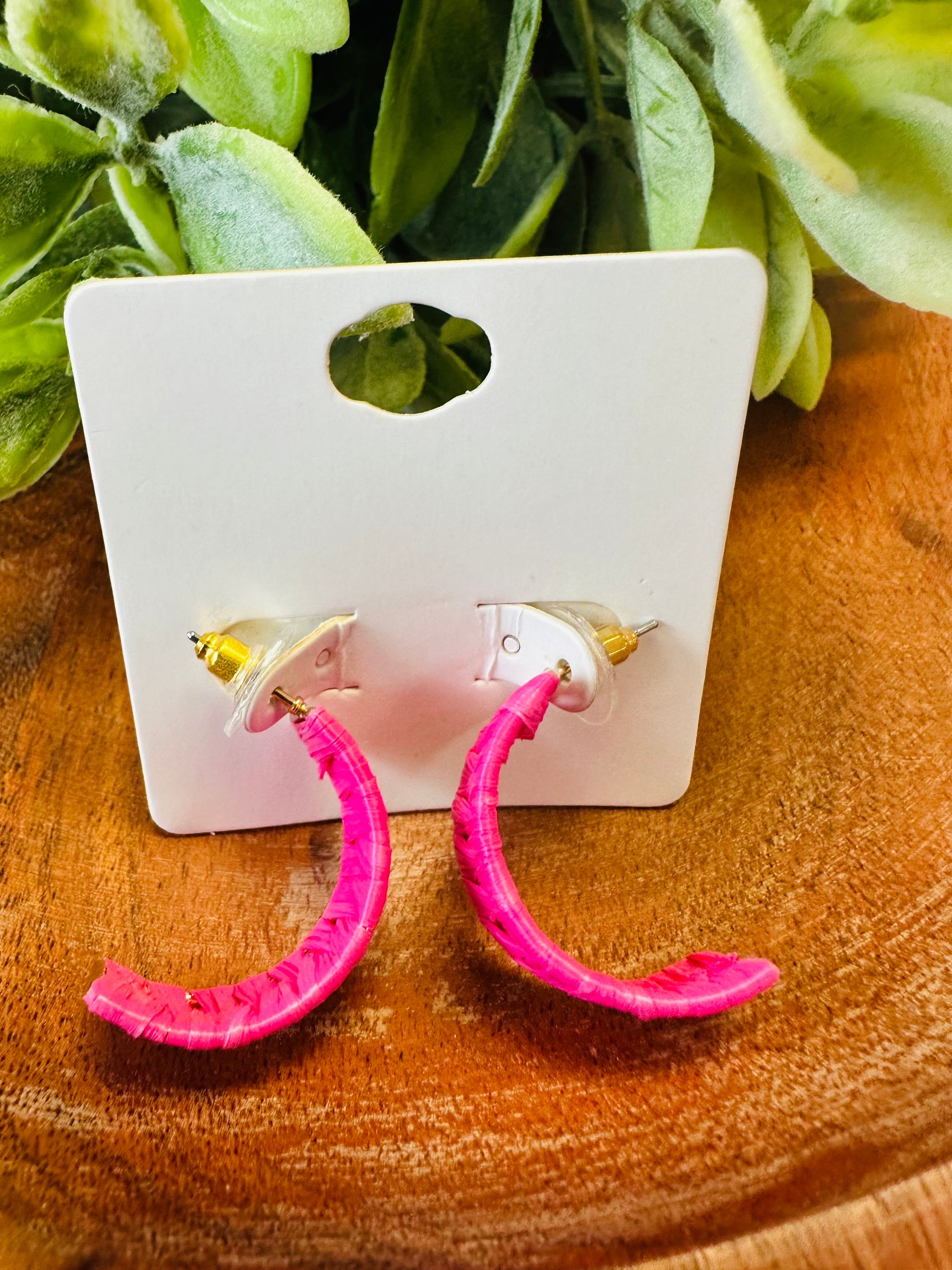 Women’s Hot Pink Wooven Earrings