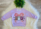 Girl’s purple Boo/Bow with Pearls on sleeves Blouse