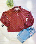 Women’s Evermmee Brown Polka Dot Button Sweater Top - True to Size