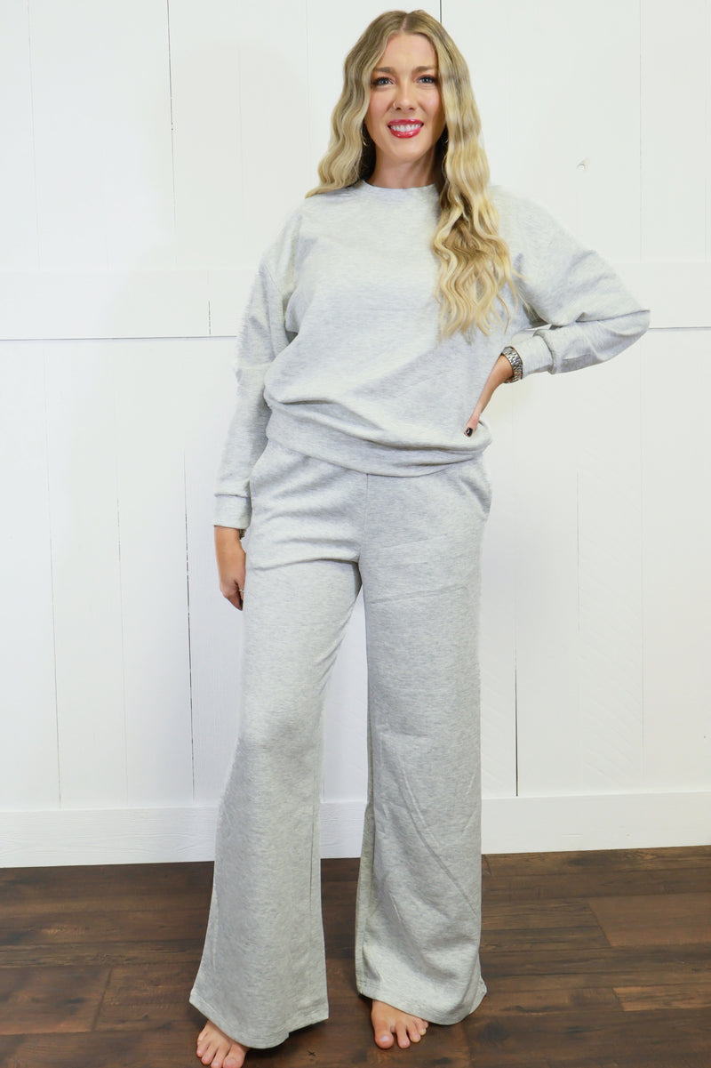 Women’s Zenana Scuba Pants Set Heather Grey