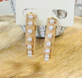 Fabric Pearl Hoops Earrings