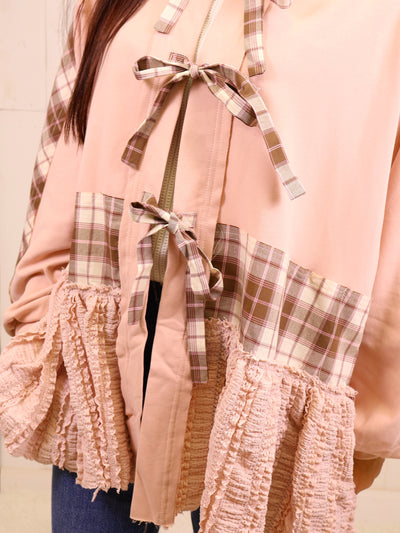 Fantastic Fawn Mauve Lace Hoodie Sweater Top Jacket