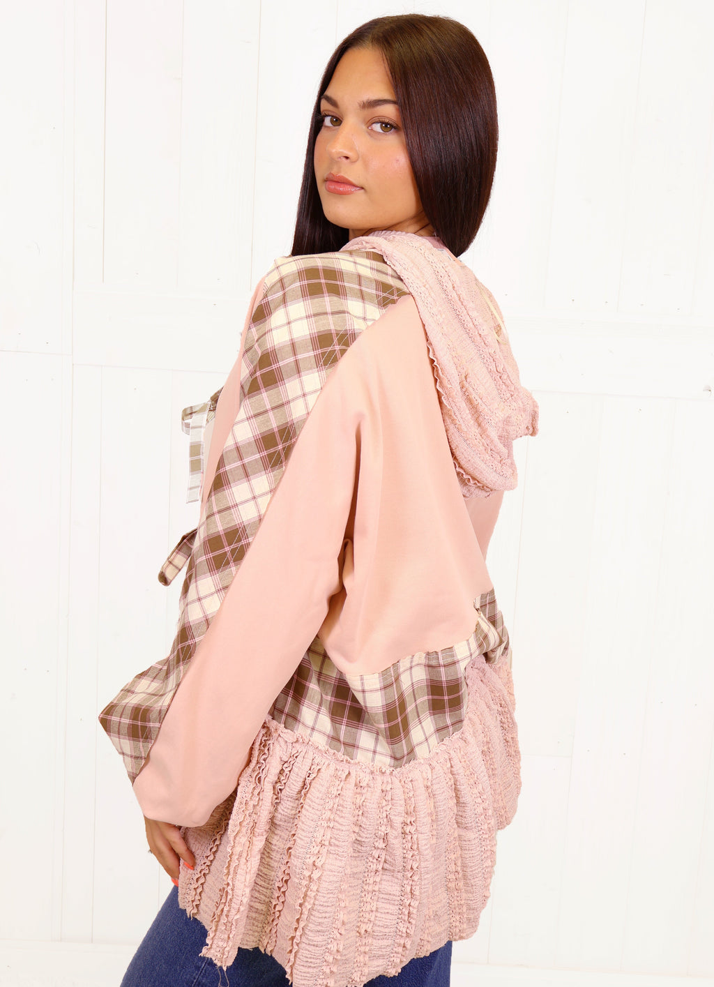 Fantastic Fawn Mauve Lace Hoodie Sweater Top Jacket Women’s Cardigan Shacket