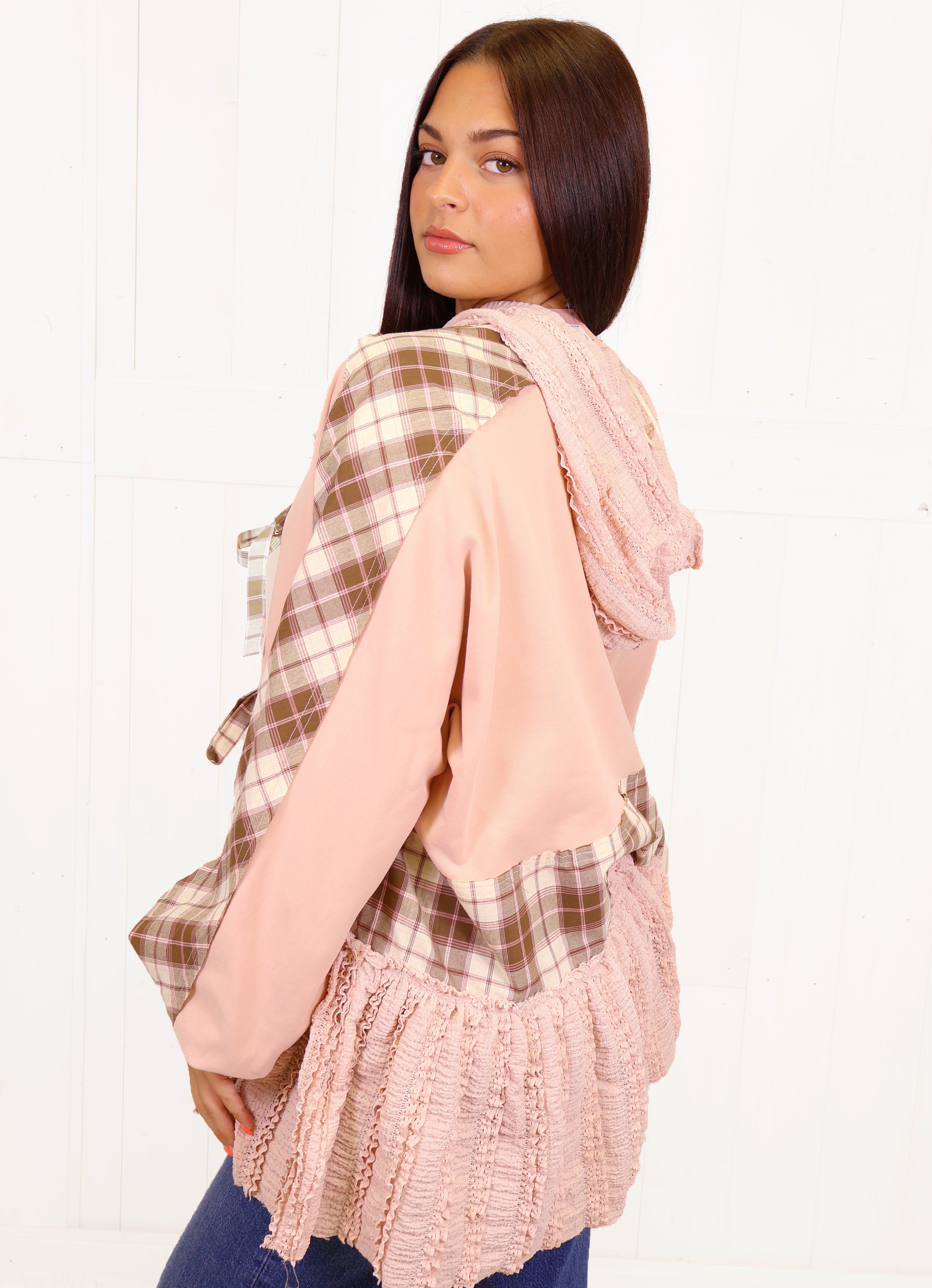 Fantastic Fawn Mauve Lace Hoodie Sweater Top Jacket Women’s Cardigan Shacket