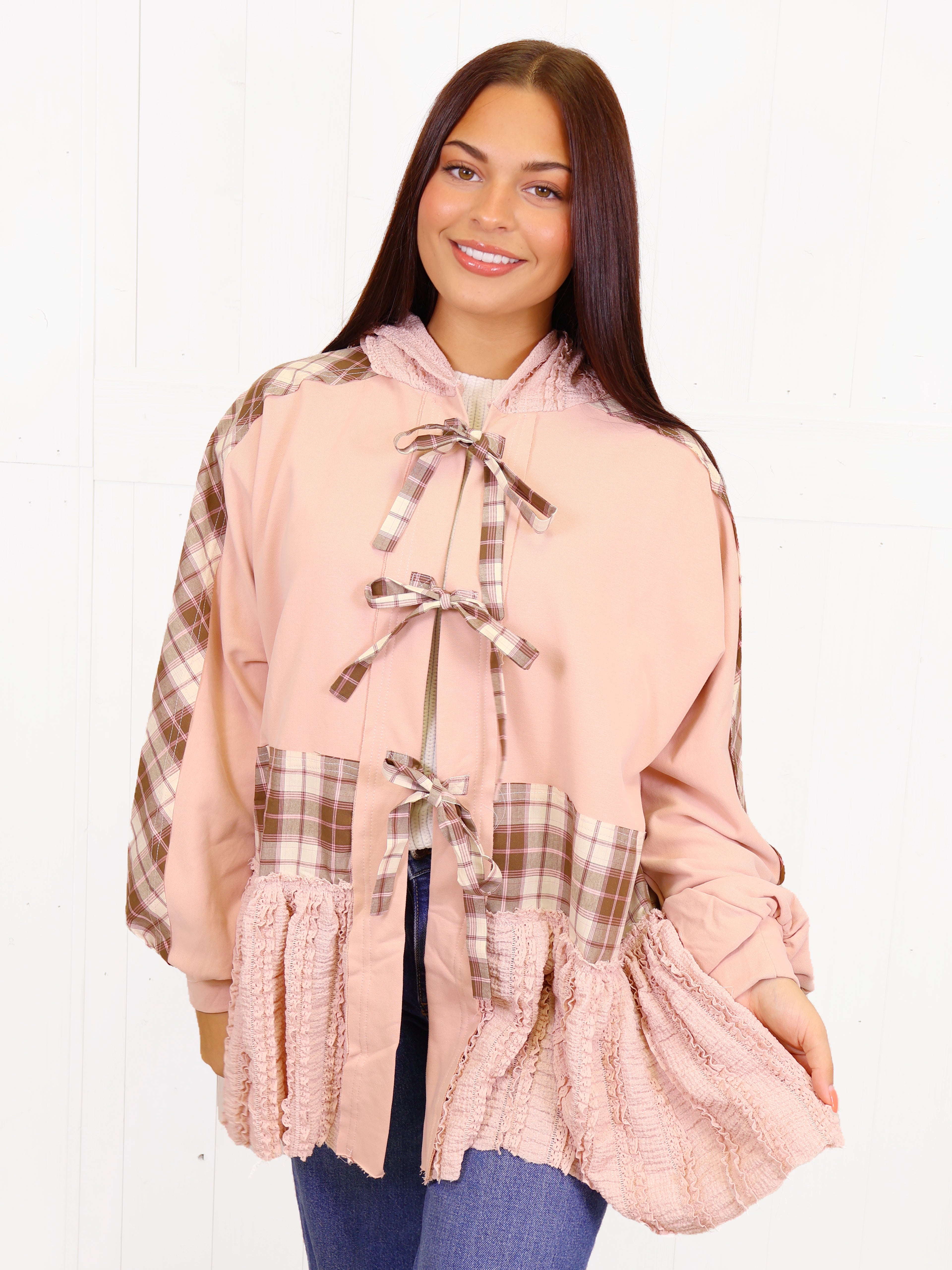 Fantastic Fawn Mauve Lace Hoodie Sweater Top Jacket Women’s Cardigan Shacket