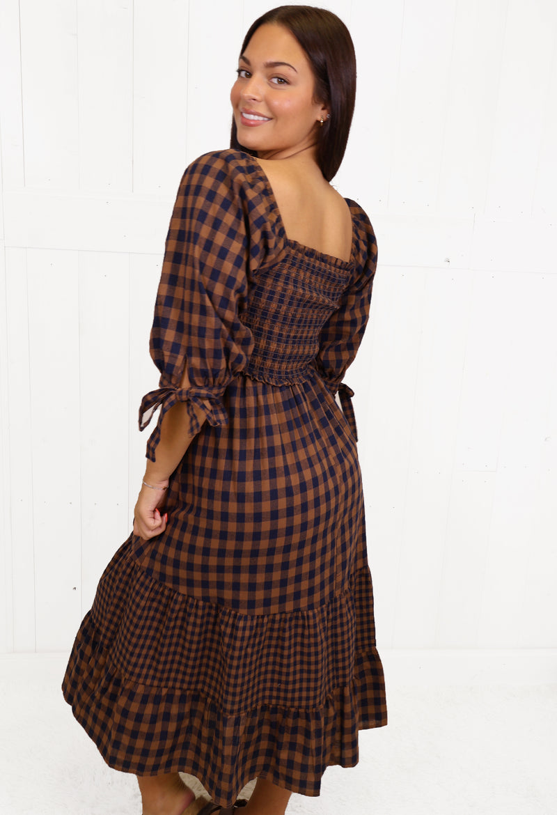 Fantastic Fawn Navy Plaid Dress