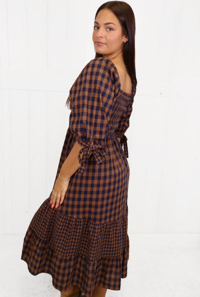 Fantastic Fawn Navy Plaid Dress