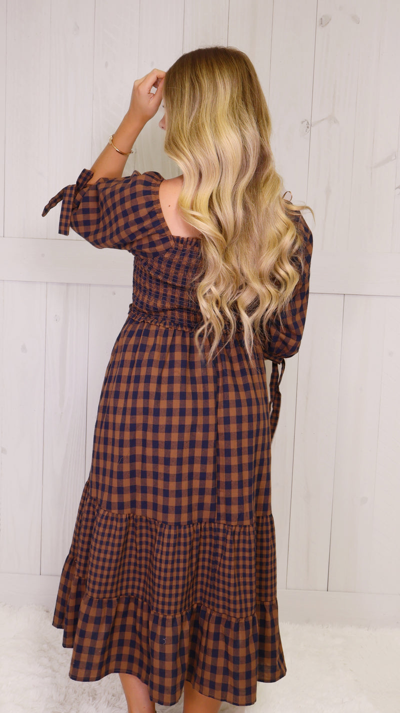 Fantastic Fawn Navy Plaid Dress