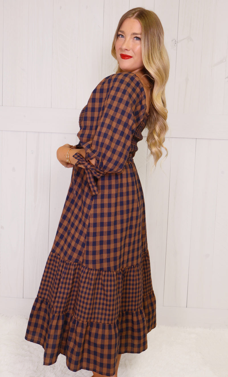 Fantastic Fawn Navy Plaid Dress