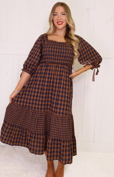 Fantastic Fawn Navy Plaid Dress