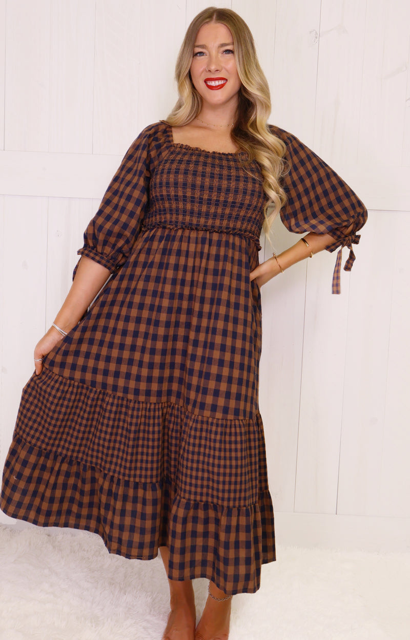 Fantastic Fawn Navy Plaid Dress