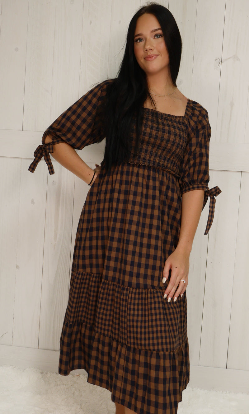 Fantastic Fawn Navy Plaid Dress