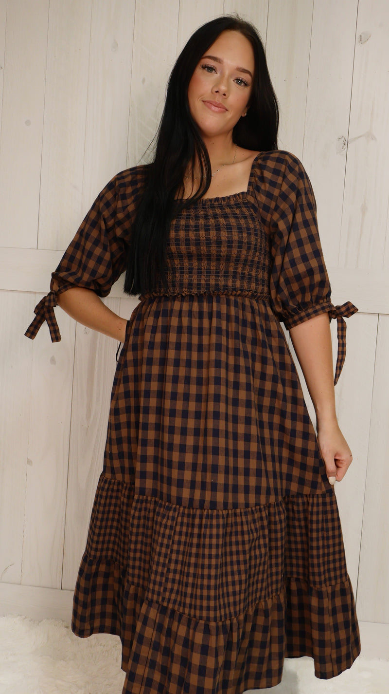 Fantastic Fawn Navy Plaid Dress