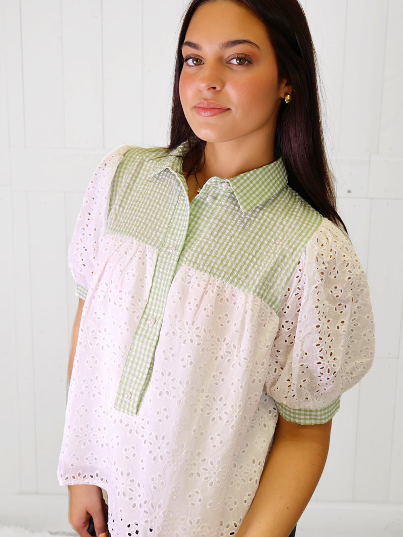 Fantastic Fawn Sage Button Top