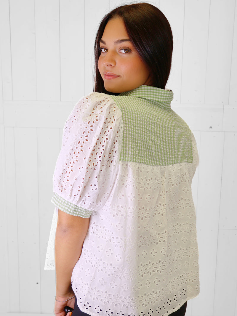 Fantastic Fawn Sage Button Top