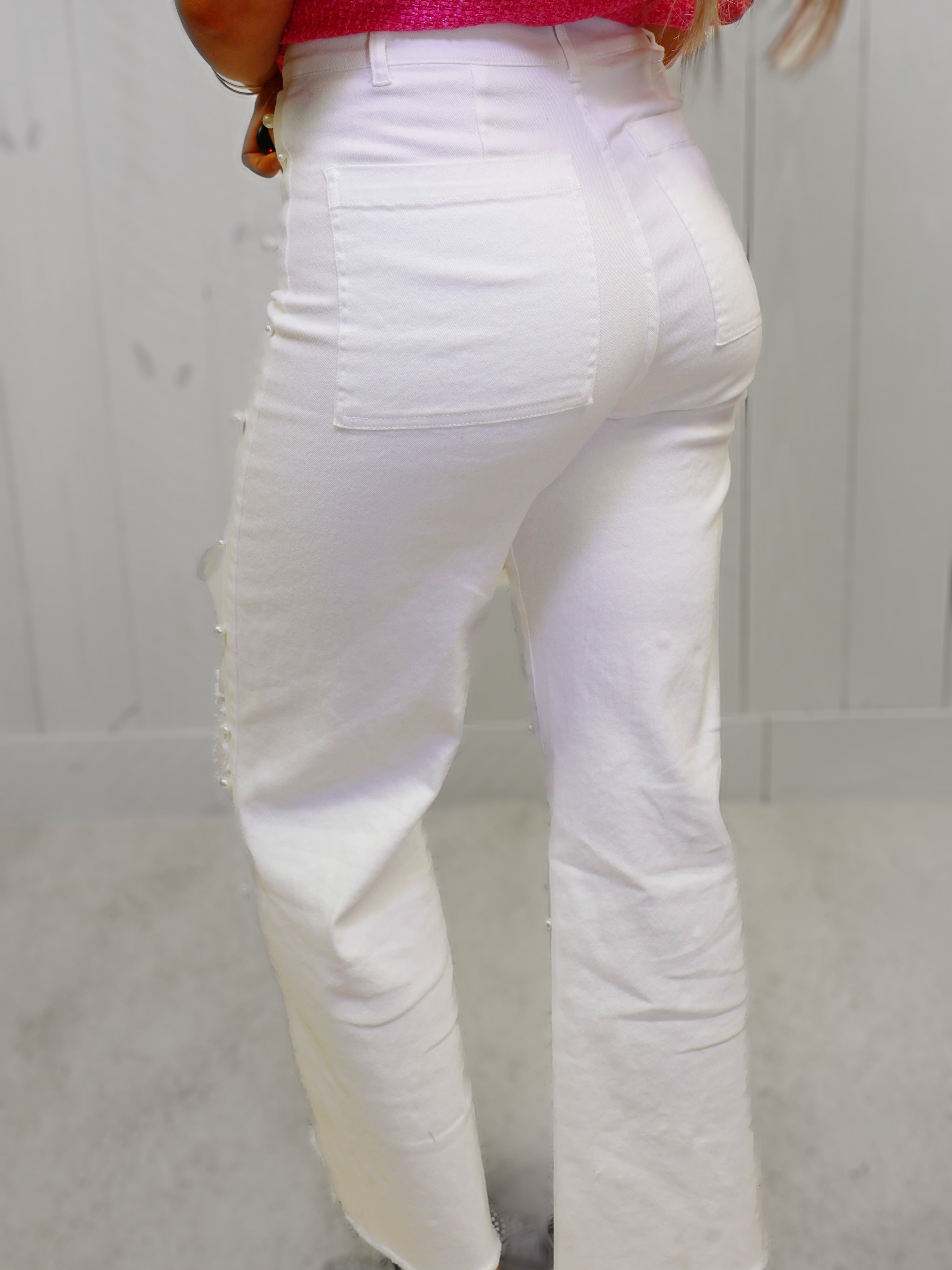 Fantastic Fawn White Jeans with Pearls