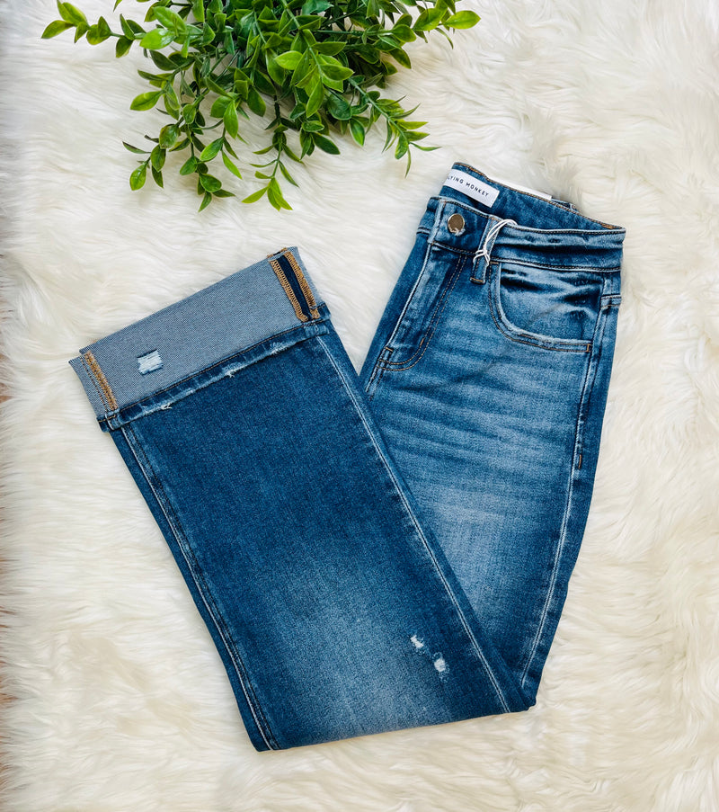 Flying Monkey Dark Stone Cuffed Jeans