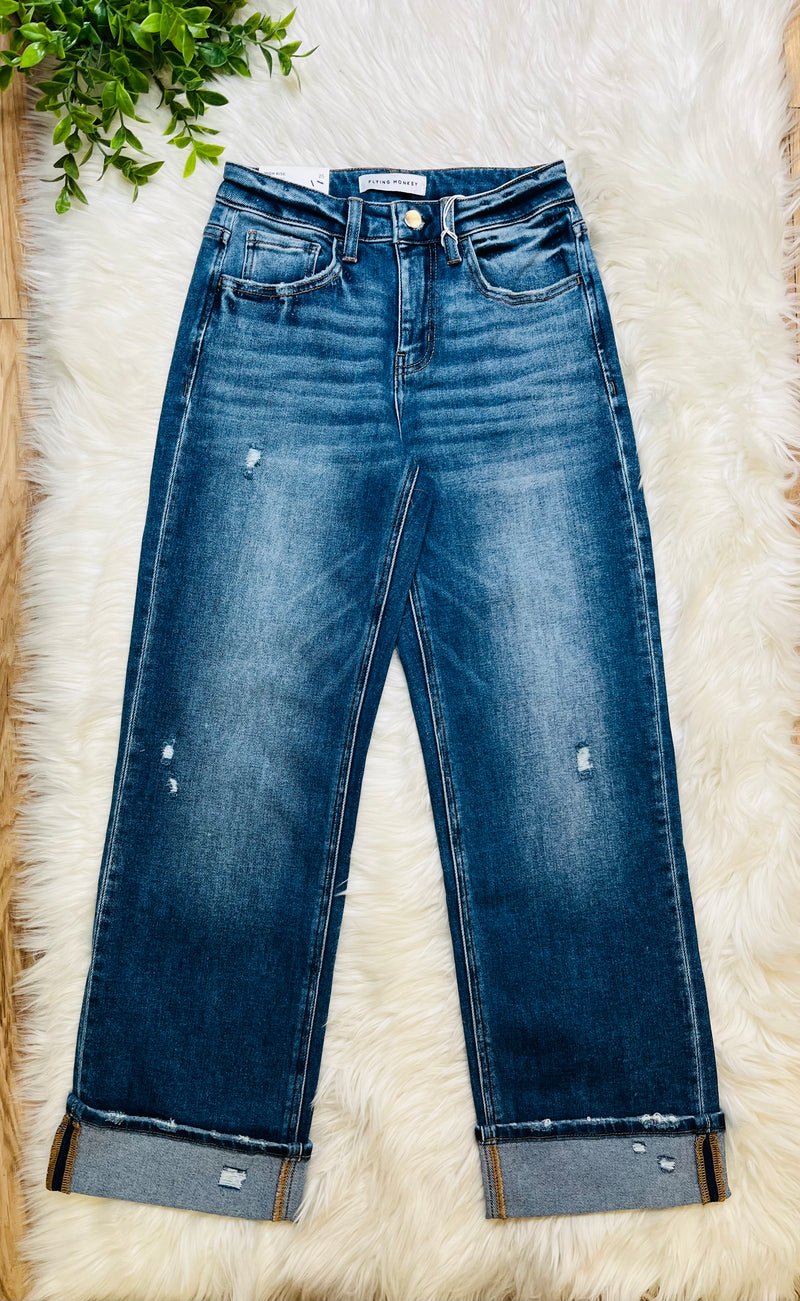 Flying Monkey Dark Stone Cuffed Jeans