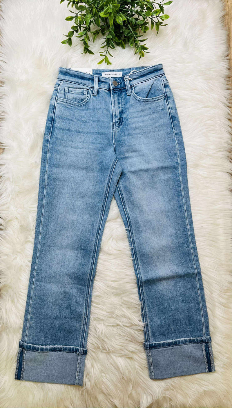 Flying Monkey High Rise Crop Slim Straight Jean