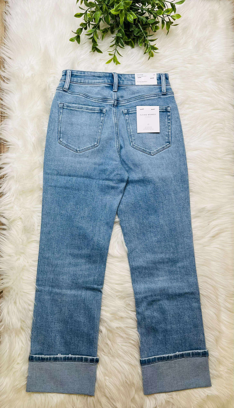 Flying Monkey High Rise Crop Slim Straight Jean