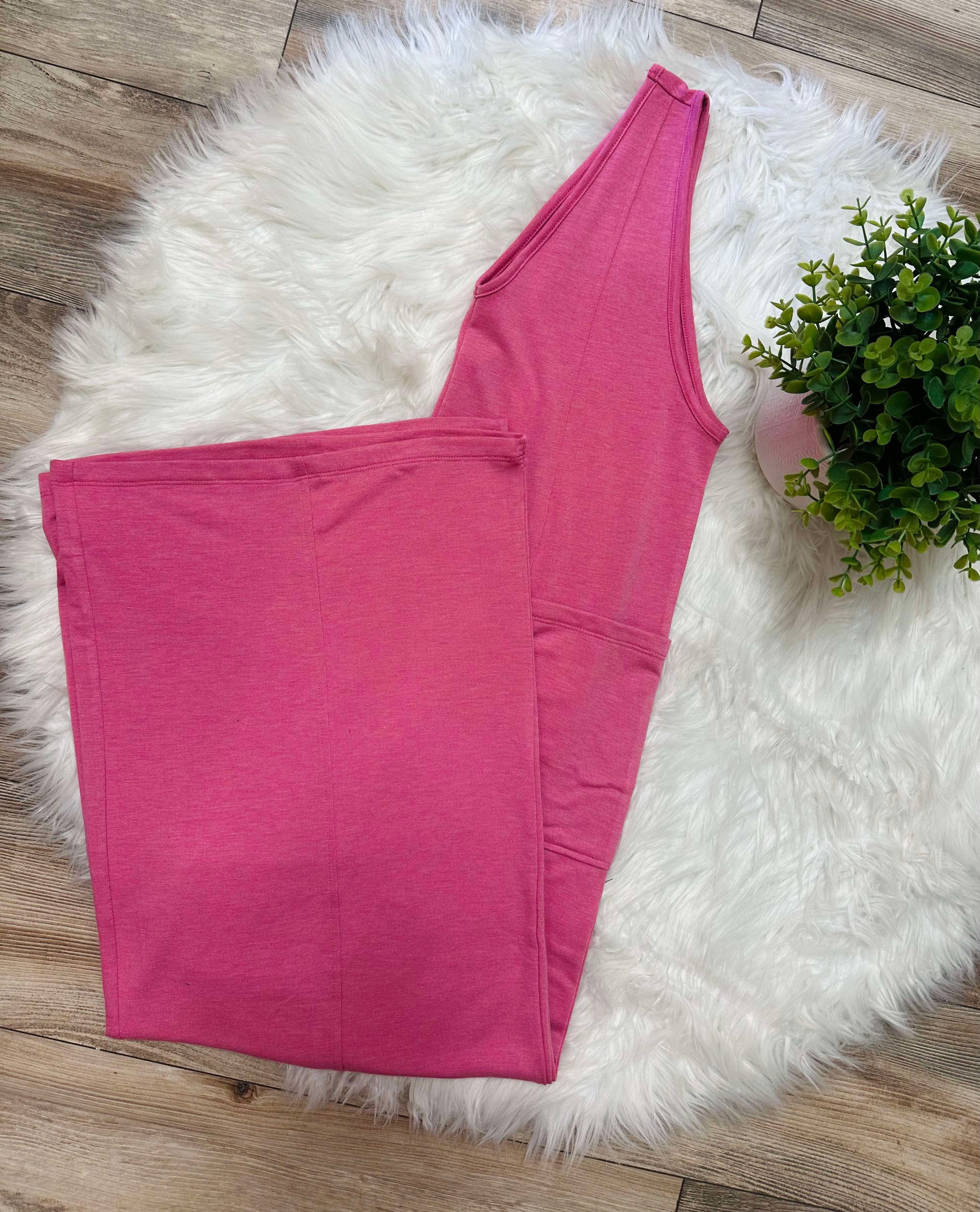 Fuchsia Deep V Jumpsuit Romper Women's