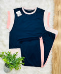 Women’s Evermmee Navy and Light Pink Pant Set