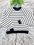 Women’s Evermmee White & Black Long Sleeve Striped Pant Set