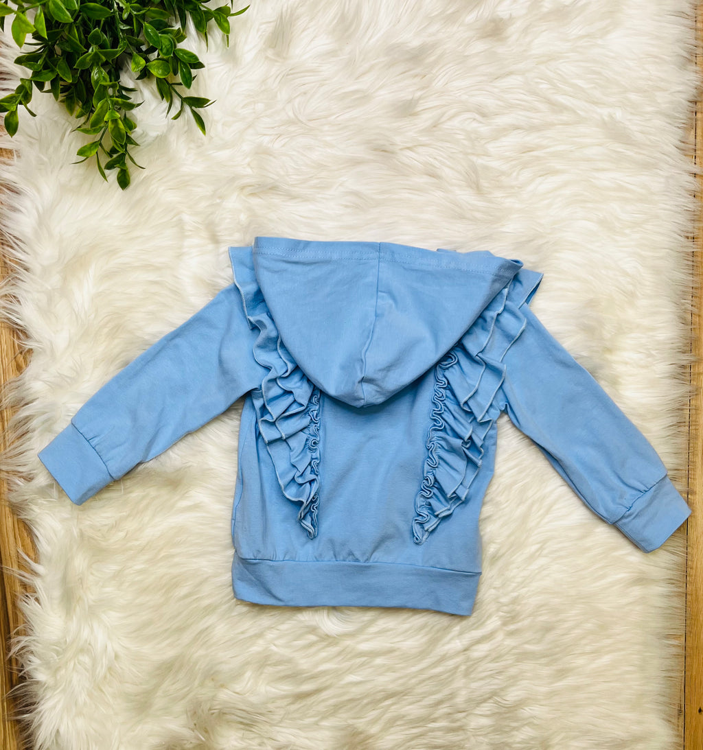 Girl’s Blue Hoodie Checkered Pant Set