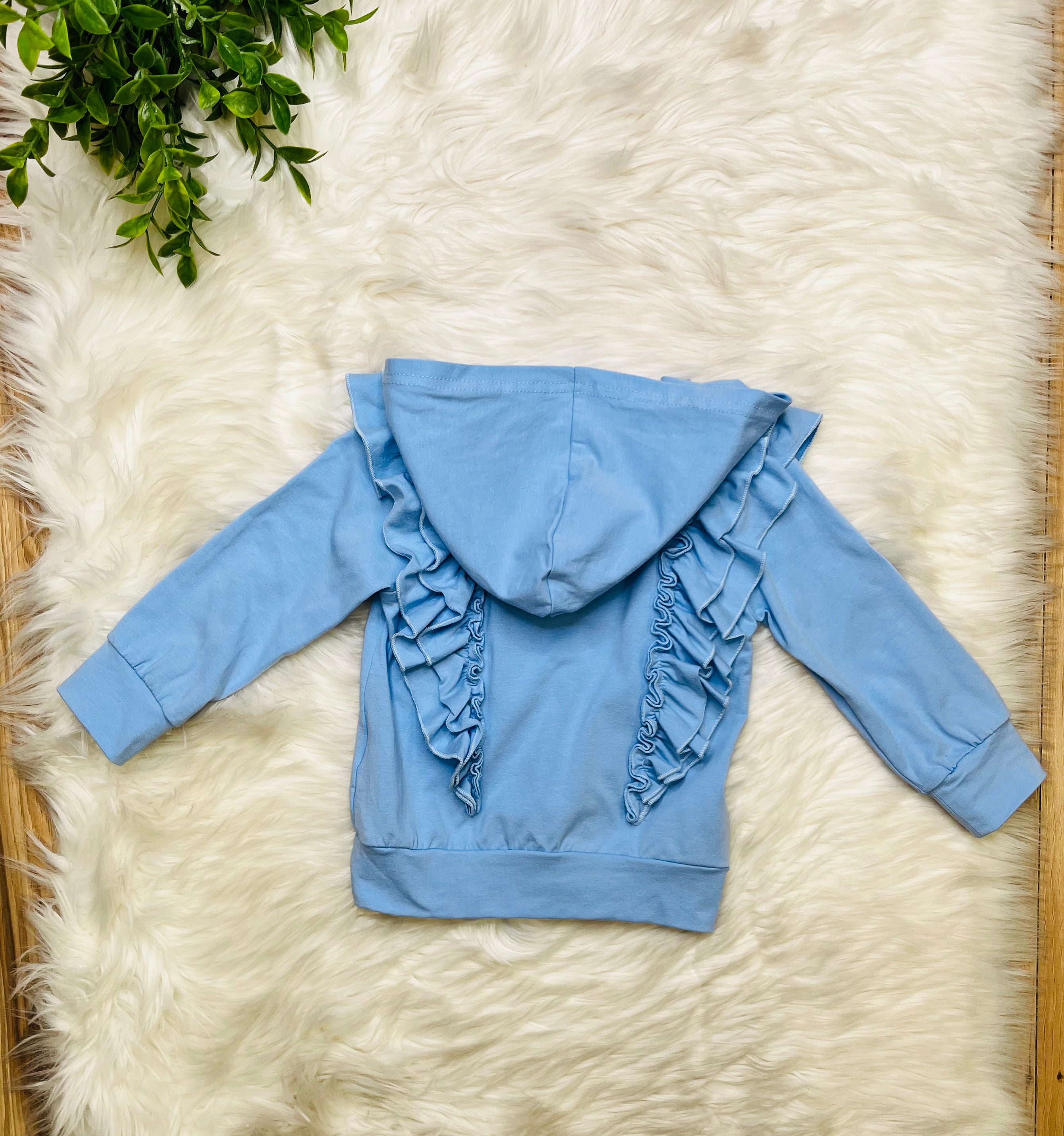 Girl’s Blue Hoodie Checkered Pant Set
