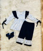 Girl’s Periwinkle and Navy Outfit Set