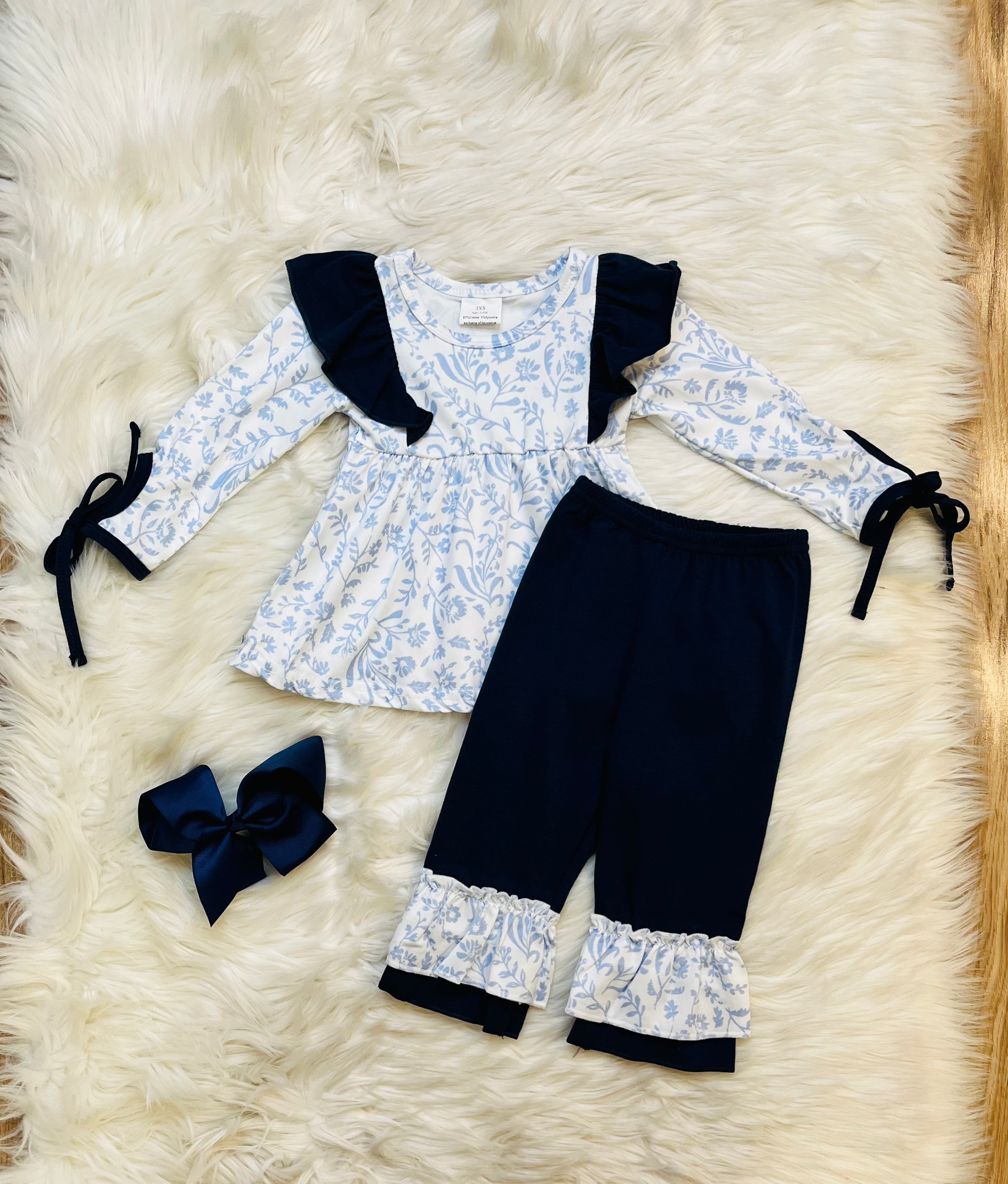 Girl’s Periwinkle and Navy Outfit Set