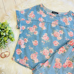 Women’s Evermmee Denim Floral Short Set