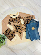 Women’s Evermmee Star Patch Leopard Long Sleeve Top- Loose Fit