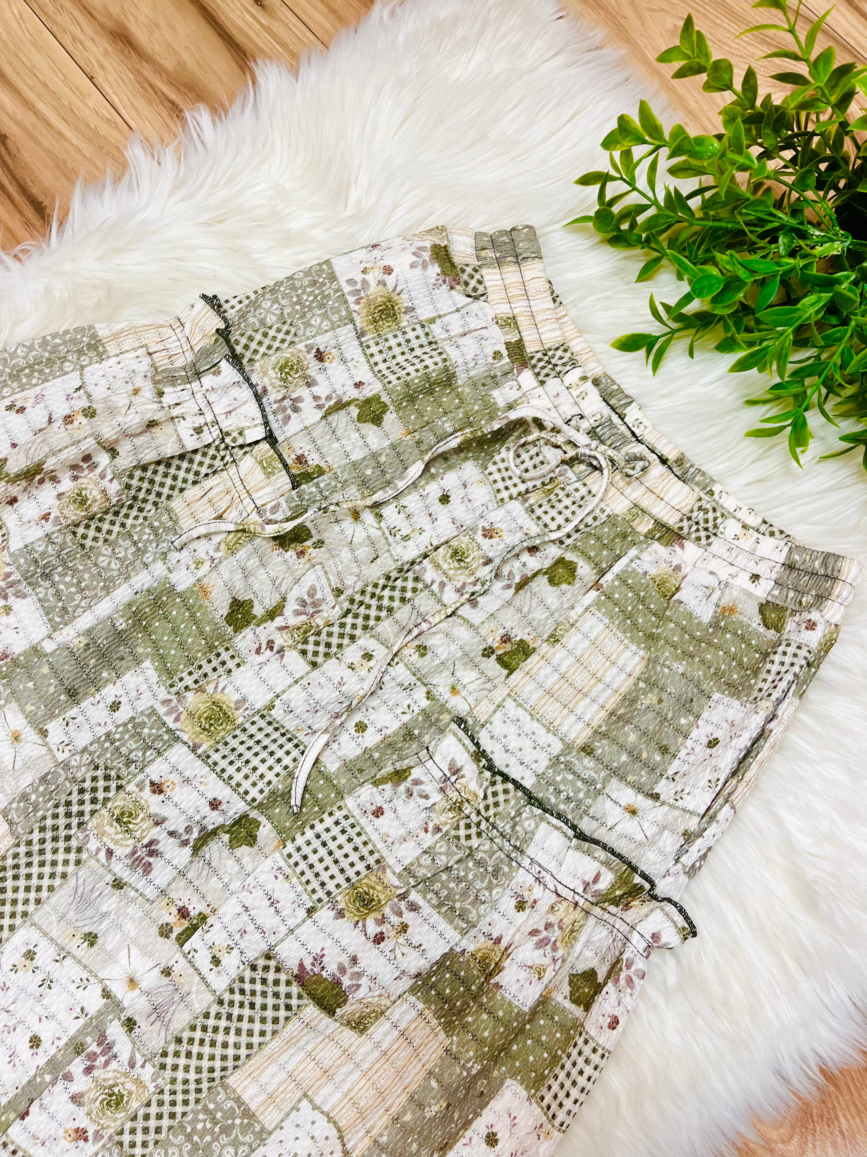 Women’s Anniewear Sage Patchwork Wide Leg Pants- Loose Fit