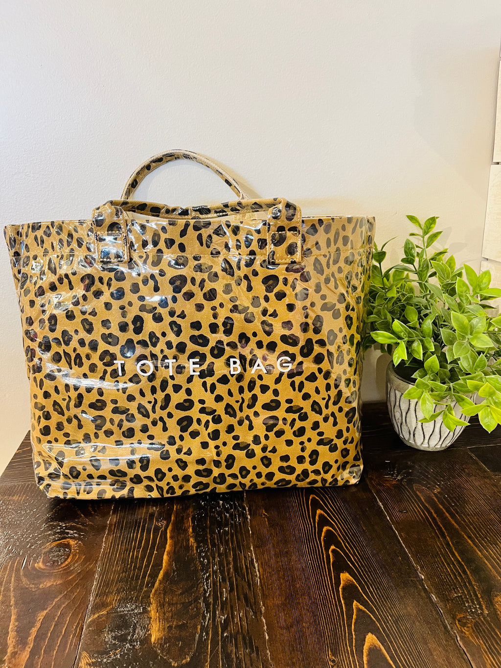 Women’s Leopard Print Vinyl Tote Bag