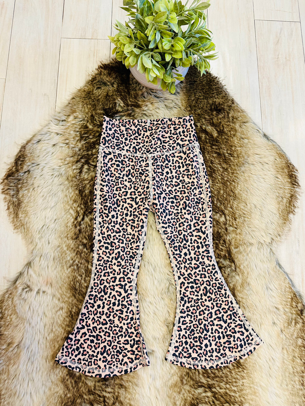 Girl’s Quarter Zip Cheetah Print Flare Pant Outfit