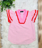 Women’s Pink Flower Embroidered Top
