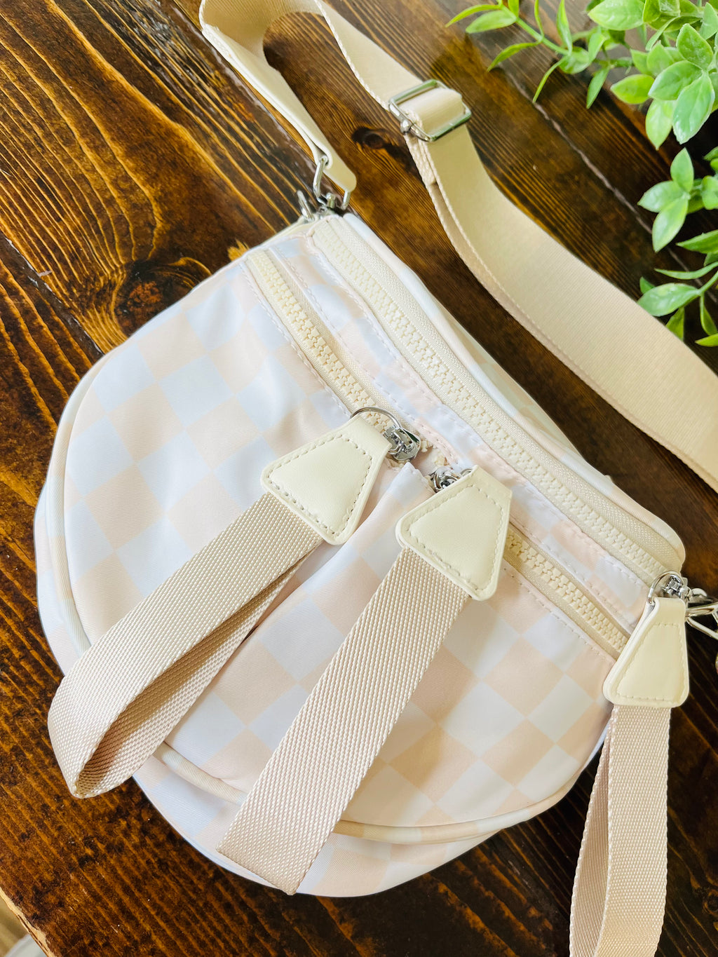Women’s Evermmee Tan Checkered Crossbody Bag