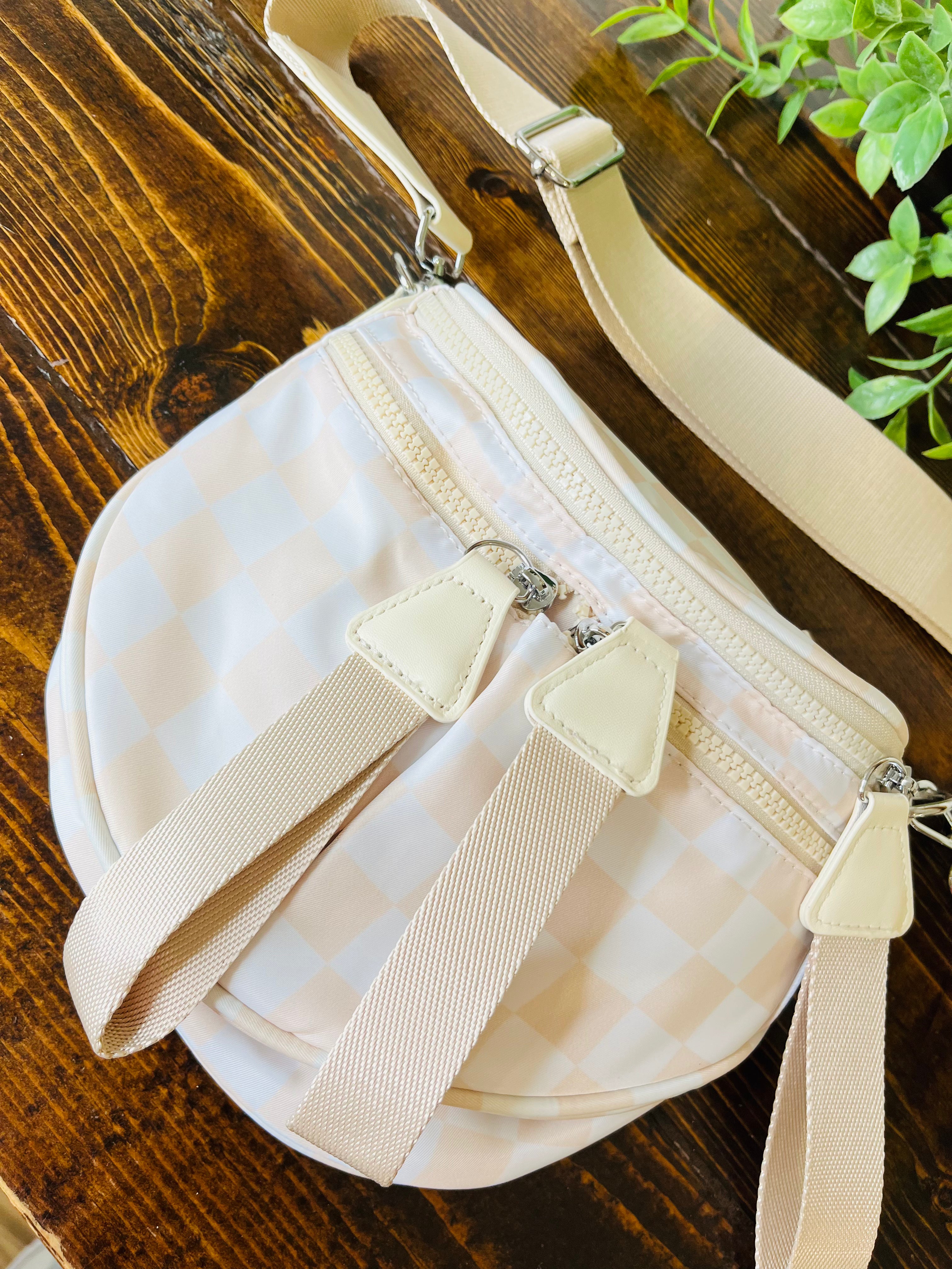 Women’s Evermmee Tan Checkered Crossbody Bag