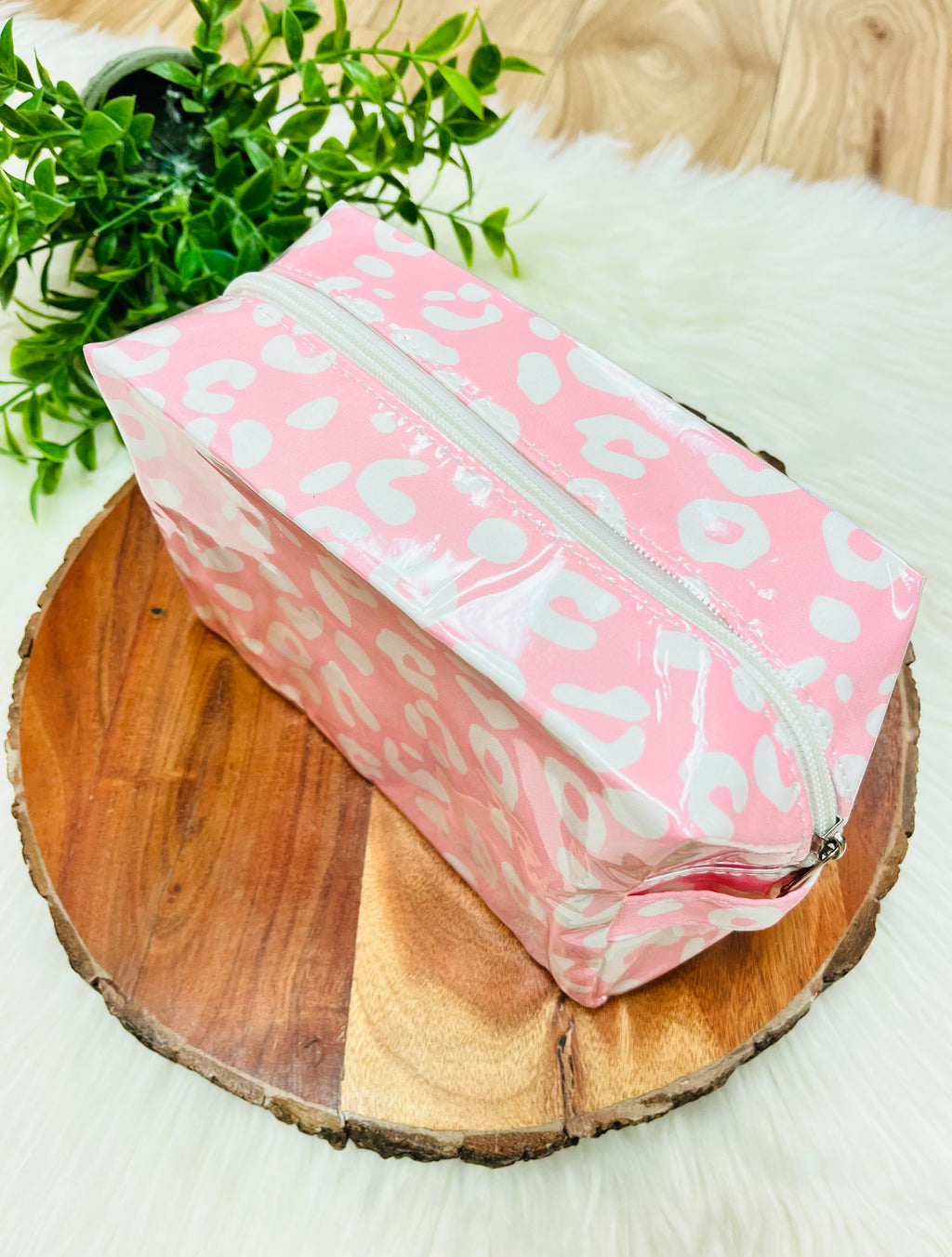 Pink Leopard Print Cosmetic Bag