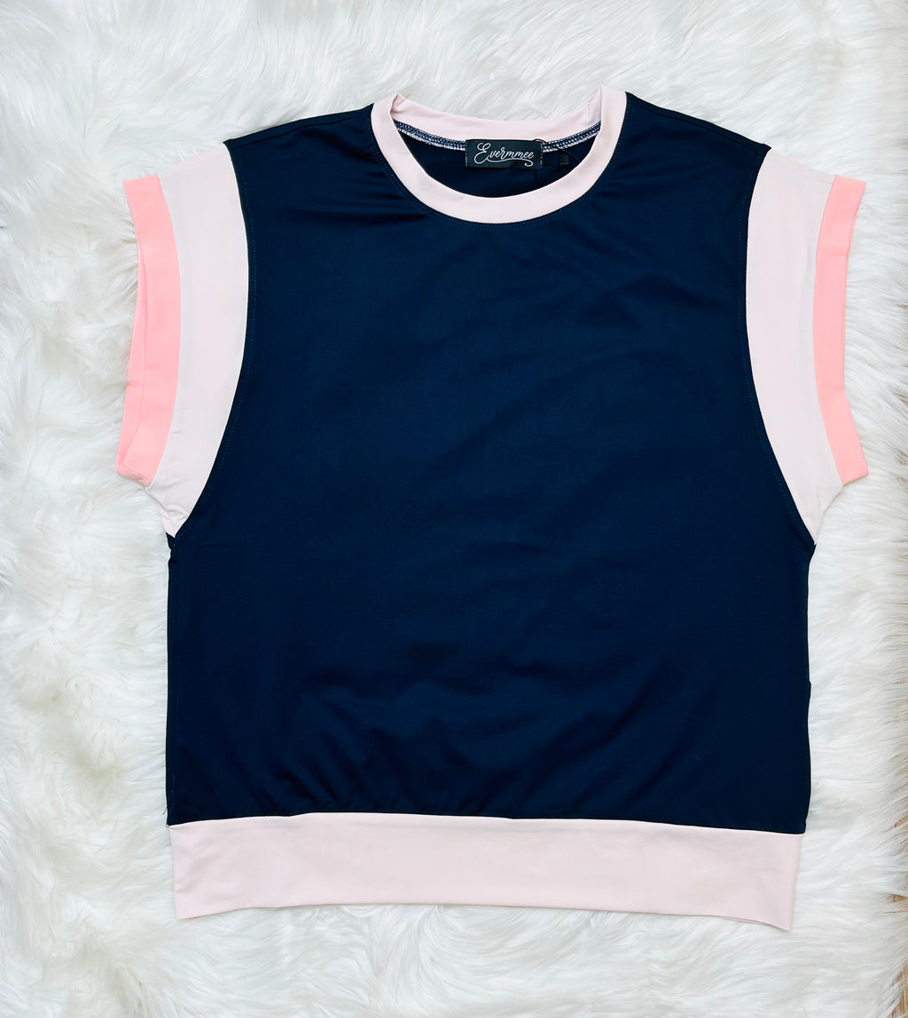 Women’s Evermmee Navy and Light Pink Pant Set