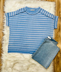 Women’s Zenana Cornflower Blue Ribbed Striped Top