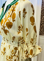Women’s Umgee Smocked Yellow Floral Split Neck Dress