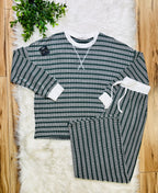 Women’s Zenana Hunter Green Striped Ribbed Pant Set