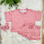 Girl’s Dusty Pink Dot Short Set