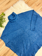 Women’s Zenana Blue Oversized Turtle Neck Sweater Top